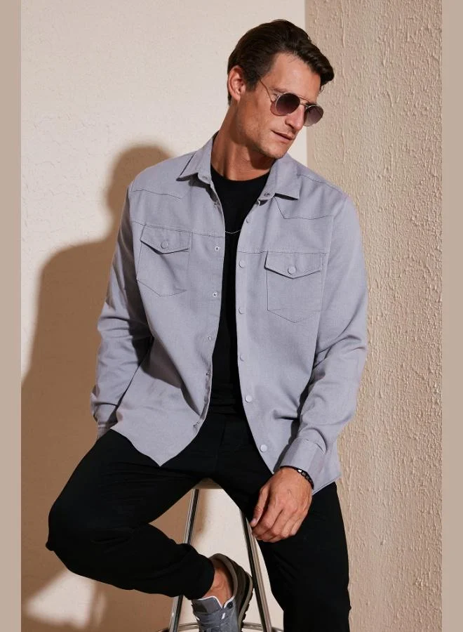 Buratti  Buratti Cotton Regular Fit Double Pocket Shirt Men's SHIRT CF24W116927 for Men | Best Price UAE