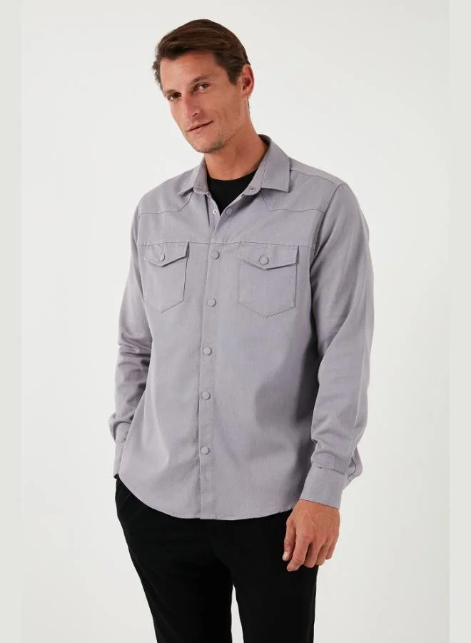 Buratti  Buratti Cotton Regular Fit Double Pocket Shirt Men's SHIRT CF24W116927 for Men | Best Price UAE