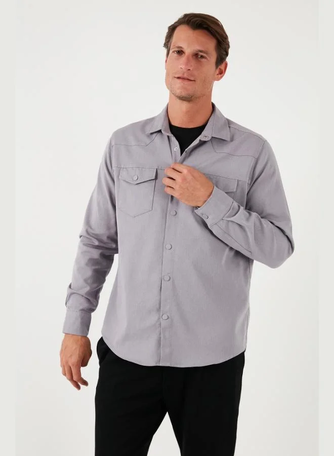 Buratti  Buratti Cotton Regular Fit Double Pocket Shirt Men's SHIRT CF24W116927 for Men | Best Price UAE