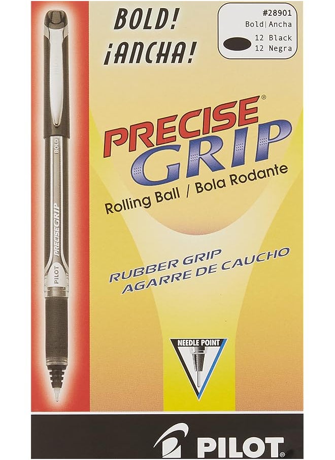 PILOT Precise Grip Liquid Ink Rolling Ball Stick Pens Bold Point 1 Mm Black Pack Of 12  - Image 3
