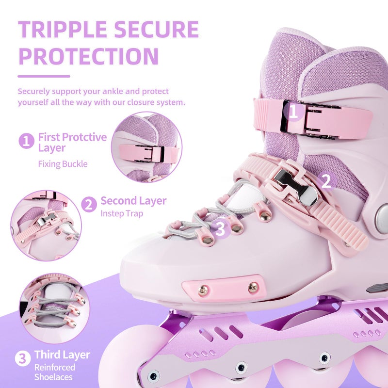 SWAY Adjustable Inline Skates for Kids, Teens and Adults, All Wheels Light Up High Performance Roller Skates for Boys and Girls Ideal for Roller Skate (Purple, Large-Youth & Adultï¼ˆ4-7 USï¼‰) - Image 3
