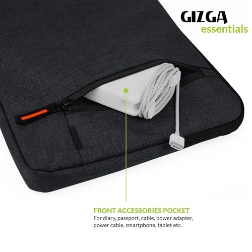 GIZGA essentials Men, Women's Water Repellent Nylon Fabric Laptop Bag Sleeve Case Cover Pouch for 14.1 inches Laptop, Padded Laptop Compartment, Free Accessories Pouch, Premium Zipper Closure- Blue - Image 4