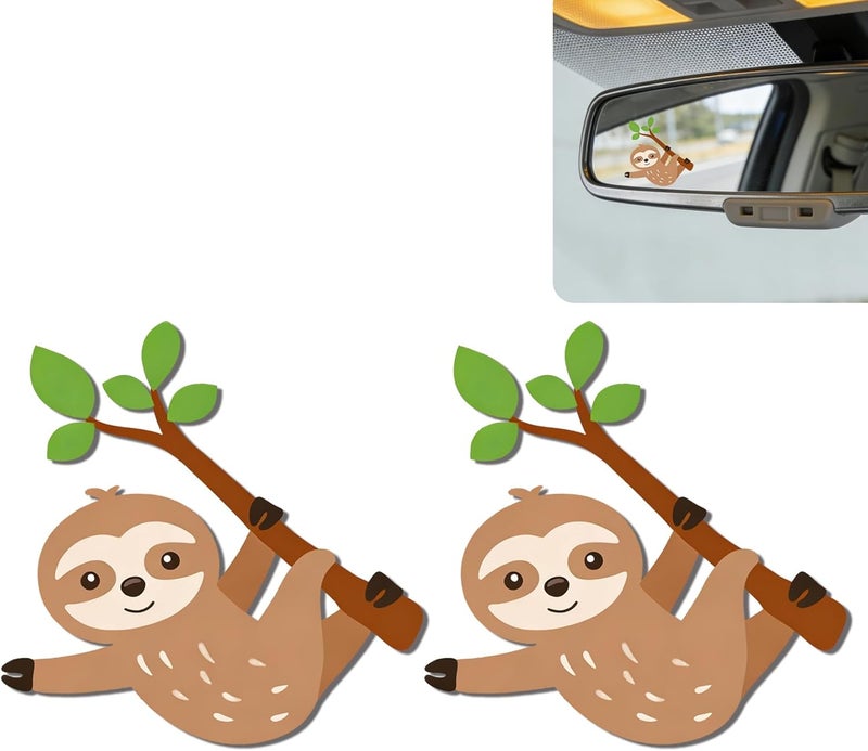 DoYoMo 2Pack Sloth Car Mirror Decal - Cute Moo-tivational Rear View Mirror Sticker,Waterproof Vinyl Car Decals,Sloths Car Accessories Decor,Sloth Lovers Gifts for Women Men - Image 1