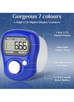 SANMUGEED 7-Color Electronic Finger Counter with LCD Display, Durable Silicone for Prayer/Fitness/Education (7-Pack, 3.5cm)  - Image 3