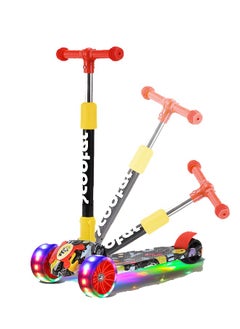 Generic Flash wheel music light folding kick scooter for kids,3 wheels toddlers scooter for 6 years old boys and girls learn to steer black kids scooter 3 adjustable height extra wide deck  - Image 4