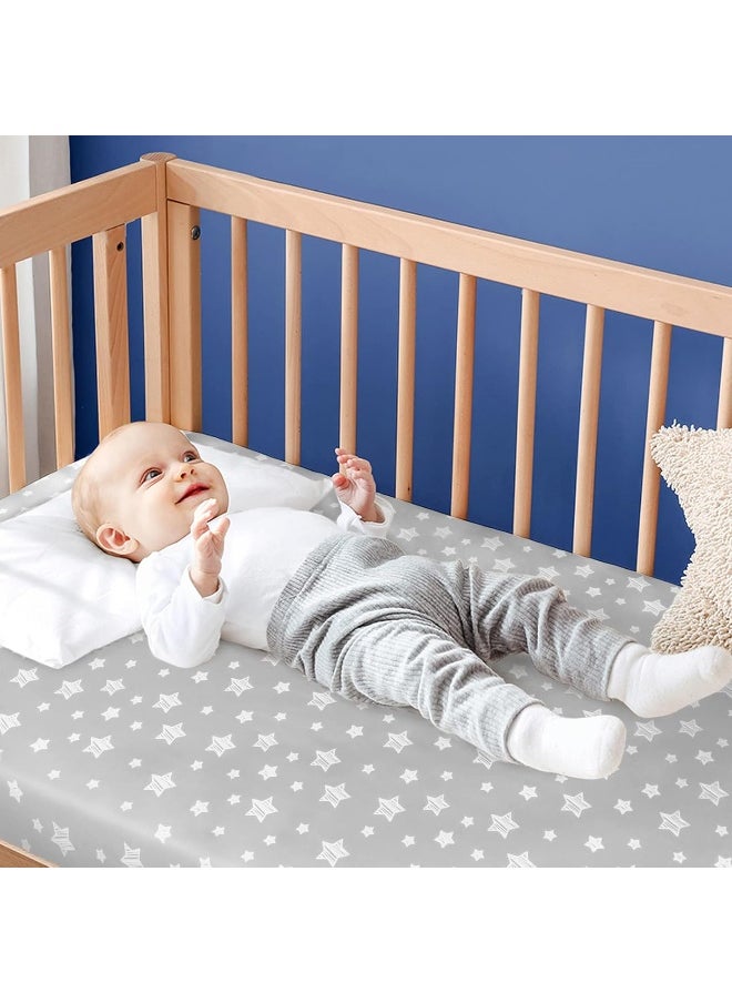 Moonsea Moonsea Crib Sheets for Boys or Girls 4 Pack, Fitted Crib Sheet for Standard Size Crib and Toddler Mattresses, Soft and Breathable Crib Sheets Baby Gift Boy Set, White  - Image 4