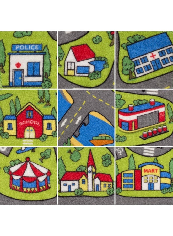 MAPIXO Large Kids Carpet Playmat Rug 52 x 32 with NonSlip Backing City Life Play Mat for Playing with Car Toy Game Area for Baby Toddler Kid Child Educational Learn Road Traffic in Bedroom Classroom - Image 5