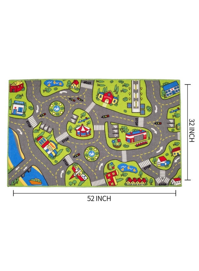 MAPIXO Large Kids Carpet Playmat Rug 52 x 32 with NonSlip Backing City Life Play Mat for Playing with Car Toy Game Area for Baby Toddler Kid Child Educational Learn Road Traffic in Bedroom Classroom - Image 3