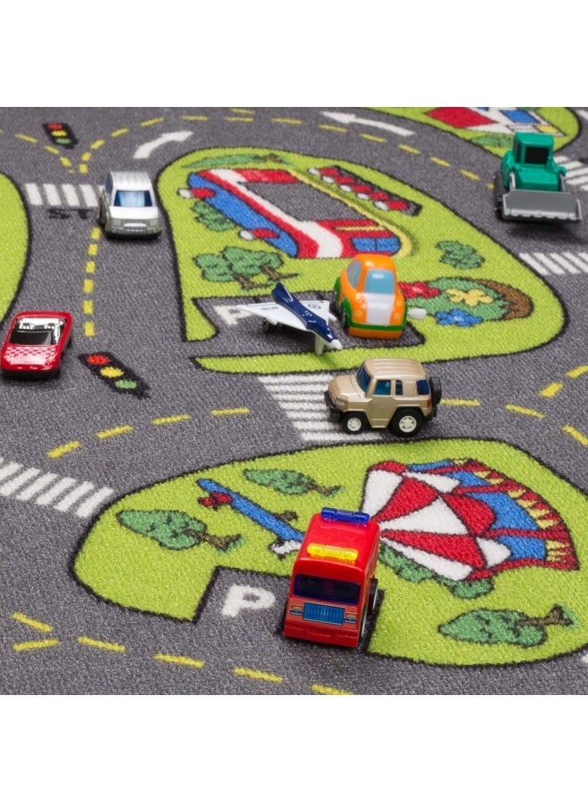 MAPIXO Large Kids Carpet Playmat Rug 52 x 32 with NonSlip Backing City Life Play Mat for Playing with Car Toy Game Area for Baby Toddler Kid Child Educational Learn Road Traffic in Bedroom Classroom - Image 2