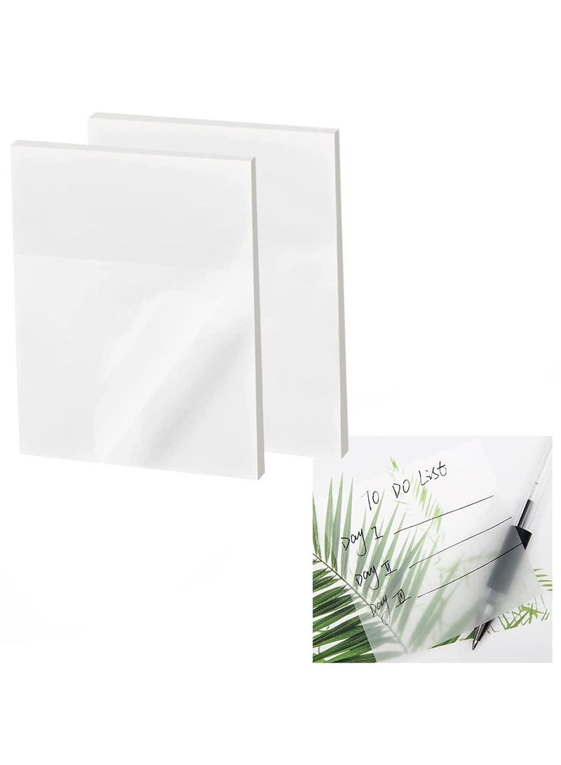 Y&D Transparent Post-it Notes, 2 Books 100 Pieces Self-Adhesive Waterproof Reusable Memo Notes for Students Exam, Reading, Study Home Office School  - Image 1