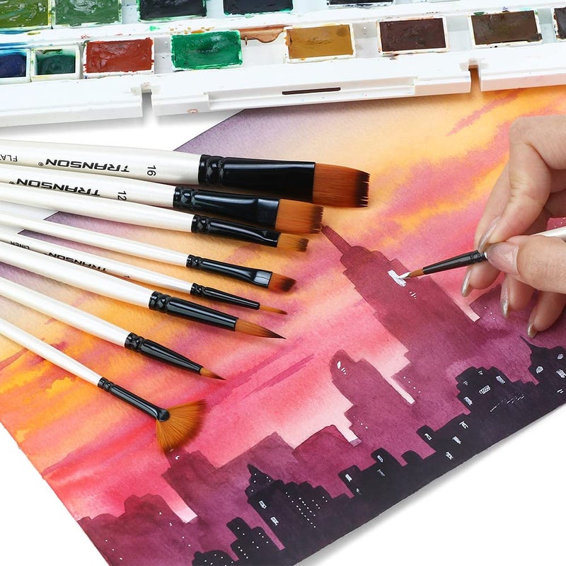 Transon Paint Brush Kit 10pcs Art Brushes and 1 Paint Spatula with Brush Case - Image 5