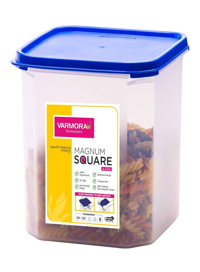 Varmora Magnum Plastic Square Smart Kitchen Storage Container Lid (4.2 L, Blue, Pack of 3) - Image 3