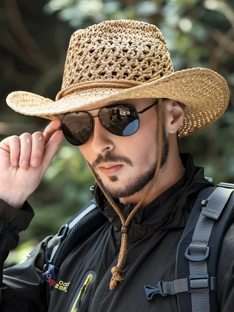 تيزجيلسين Unisex Handmade Organic Straw Cowboy Hat