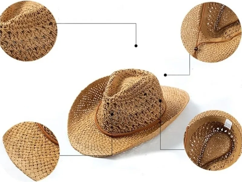 تيزجيلسين Unisex Handmade Organic Straw Cowboy Hat