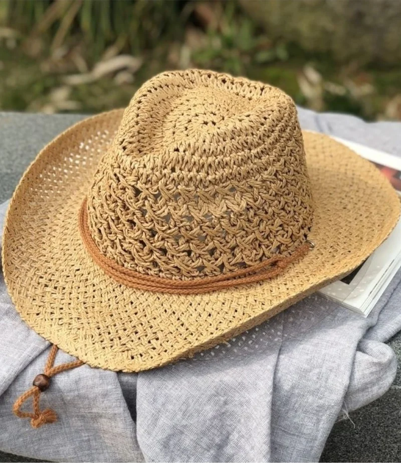 تيزجيلسين Unisex Handmade Organic Straw Cowboy Hat