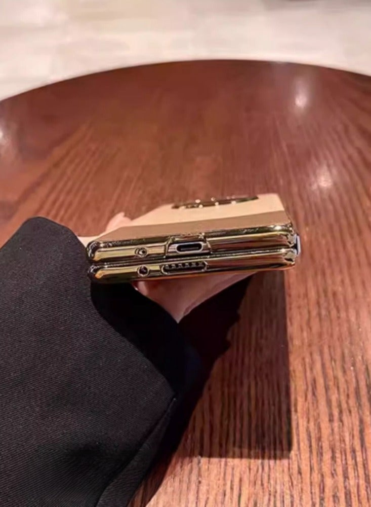 High End Retro Brown Electroplated Ultra-thin Leather Lychee Pattern Huawei Matex3 Phone Case New Folding Screen [Ultra-thin Electroplated Leather Lychee Pattern gray blue] - Image 5