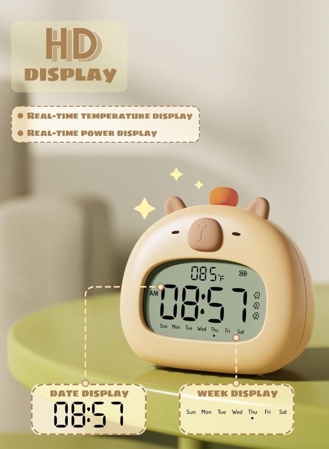 Kids Alarm Clock Ok to Wake Alarm Clock for Kids, Ready to Rise Children's Sleep Trainer,Cute Capybara Clock Dimming Night Light, OK to Wake Alarm Clock for Toddlers Boys Girls, Birthday Gift  - Image 3
