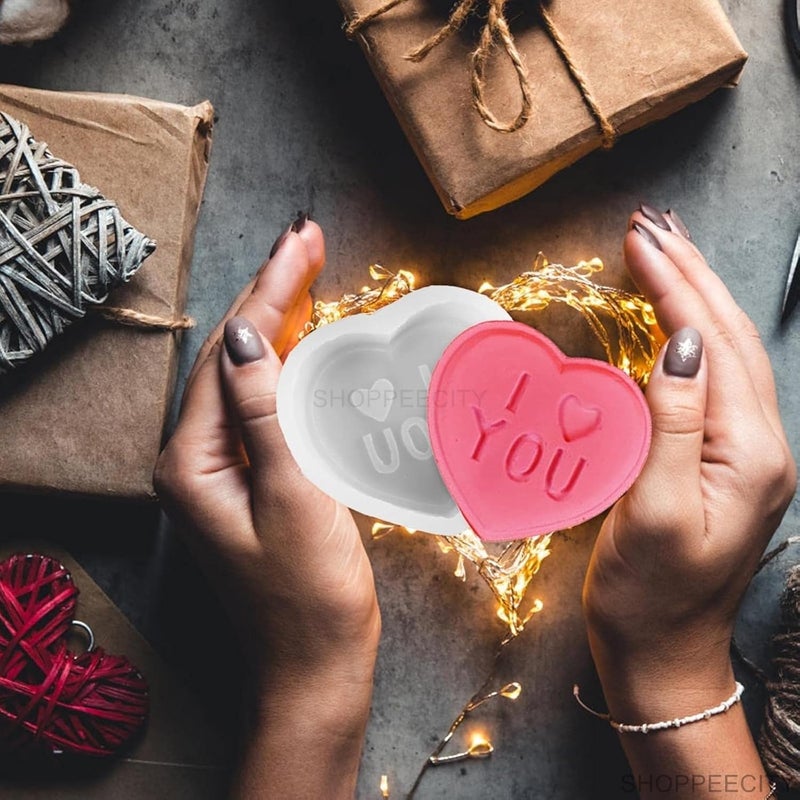 Shoppeecity 3D Heart Shaped Silicone Candle Mold Love Heart Soap Silicone Mould for DIY Handmade Chocolate Mousse Dessert Soap Cake Aromatherapy Resin Art Craft Making Silicone Mold for Valentines Day Wedding Anniversary I Love You Heart - Image 4