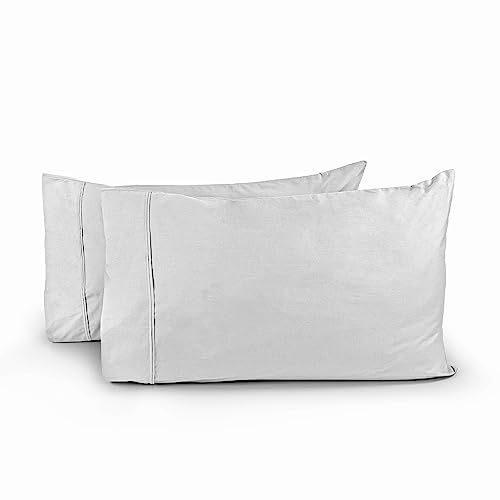 LINENWALAS 100% Pure Cotton 300 TC Percale Linen Bedsheet For Double Bed Size Bedding With Pillow Cover For Bedroom, Soft Smooth Crisp Hotel Quality Flat Bedsheets (100X90 Inch, White) - Image 4