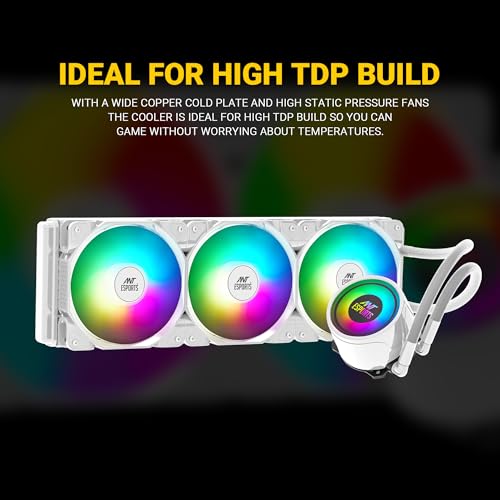 Ant Esports ICE-360 360mm Addressable RGB 2600 RPM AIO I CPU Liquid Cooler - White I Support Intel - LGA115X/1200/1700/1366/2011/2066 & AMD - FM1/FM2/AM2//AM2+/AM3/AM3+/AM4/AM5 - Image 3