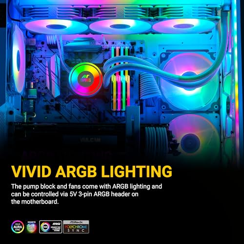 Ant Esports ICE-360 360mm Addressable RGB 2600 RPM AIO I CPU Liquid Cooler - White I Support Intel - LGA115X/1200/1700/1366/2011/2066 & AMD - FM1/FM2/AM2//AM2+/AM3/AM3+/AM4/AM5 - Image 5