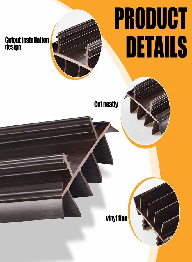 Pushglossy Replacement Door Bottom with Vinyl Fins 36" Long 1 3/4" Wide Threshold Seal Bottom of Door Weatherstrip Kerf Weather Stripping for 7/8" Between Barbs(1 Pcs,Brown) - Image 3