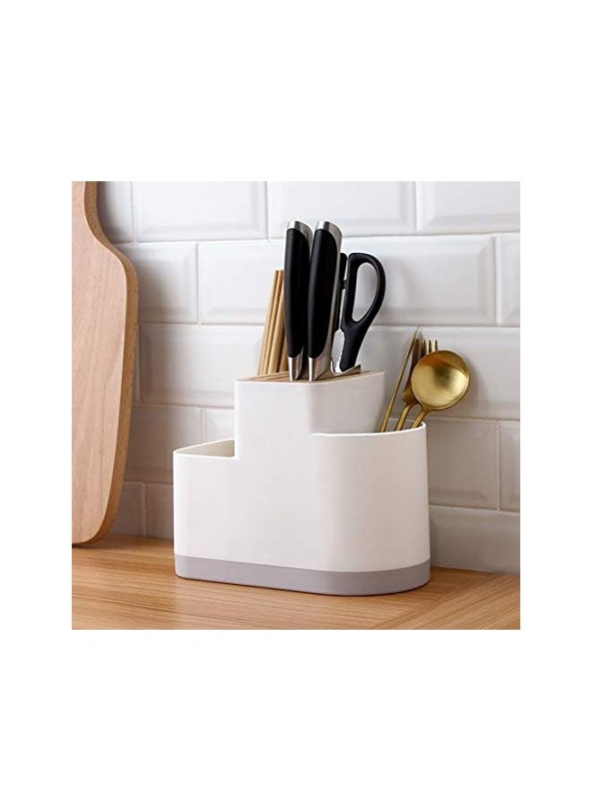 Bestonzon - Kitchen Storage Rack Plastic Draining Inserted Knife Block Flatware Organizer Cutlery Holder for Chopsticks Spoons - Image 1