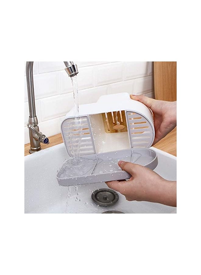 Bestonzon - Kitchen Storage Rack Plastic Draining Inserted Knife Block Flatware Organizer Cutlery Holder for Chopsticks Spoons - Image 1
