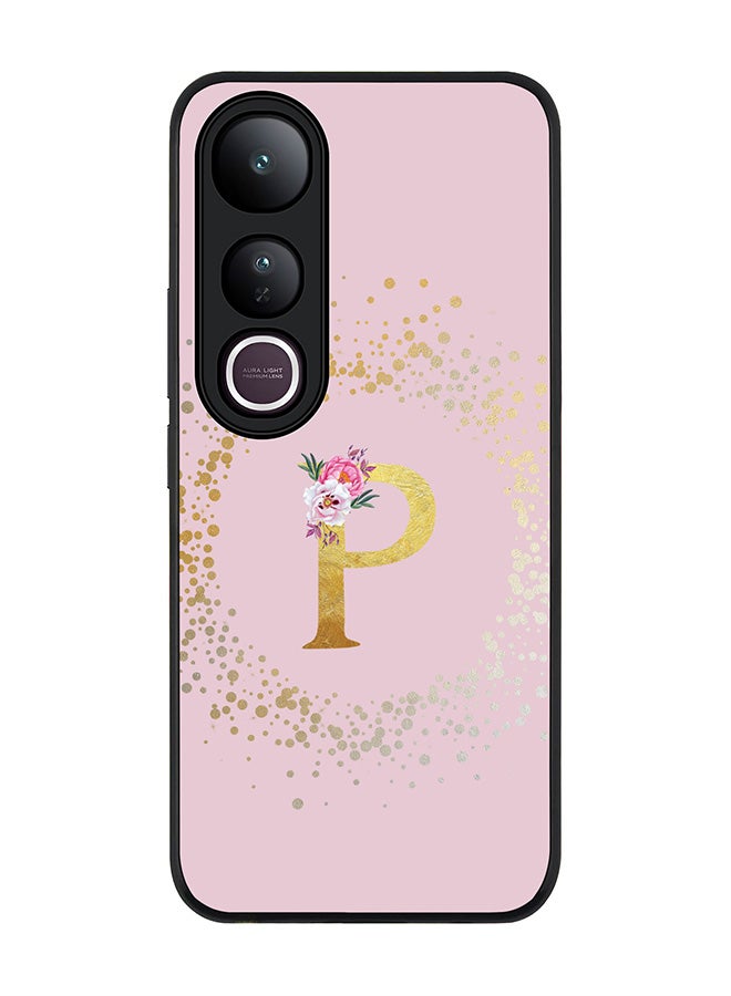 Stylizedd For vivo V50 Lite Case,Slim fit Camera Protection, Shockproof Thin Phone cover  - Custom Monogram Floral - P  (Pink )