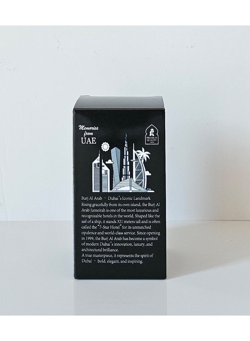 سوق الهدايا التذكارية برج العرب المعدني الفاخر مقاس 10 × 5 سم مرصع بالأحجار، لون ذهبي مزخرف - Image 4