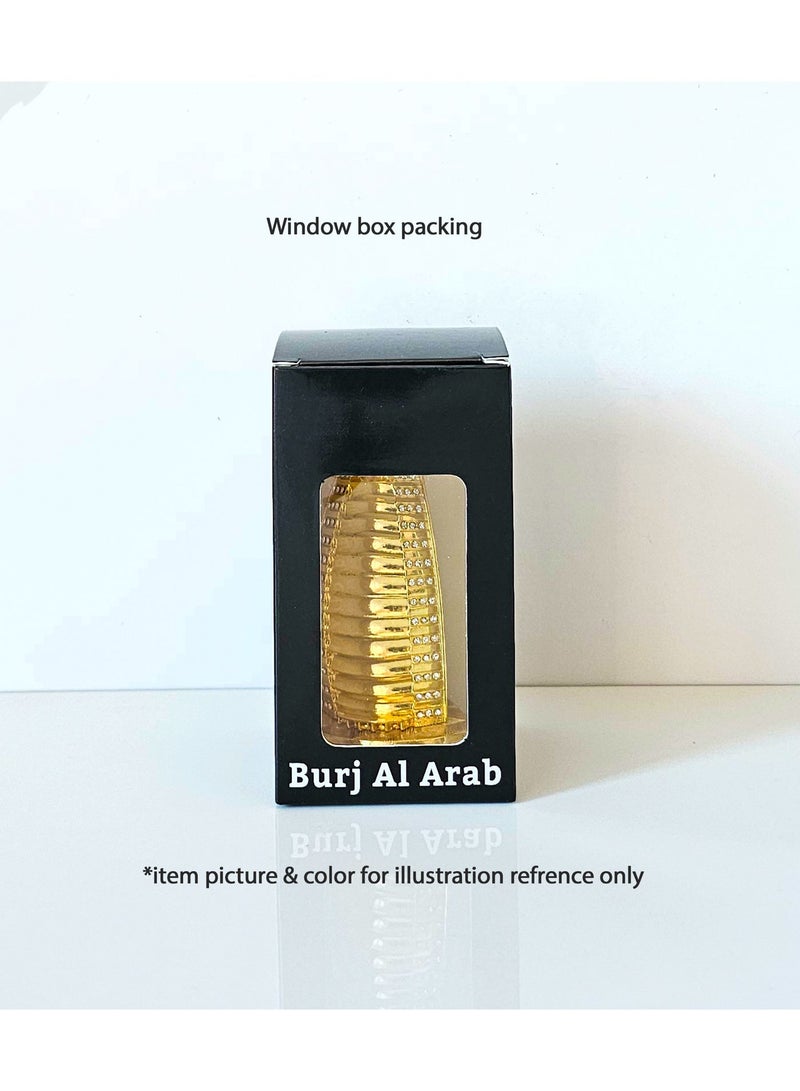 سوق الهدايا التذكارية برج العرب المعدني الفاخر مقاس 10 × 5 سم مرصع بالأحجار، لون ذهبي مزخرف - Image 2