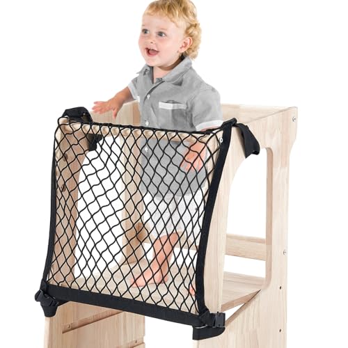 Silipull Toddlers Tower Safety Net Guard for Toddlers Learning Tower Safety Net for Kitchen Learning Step Tool Black1772 x 1772 Inch - Image 1