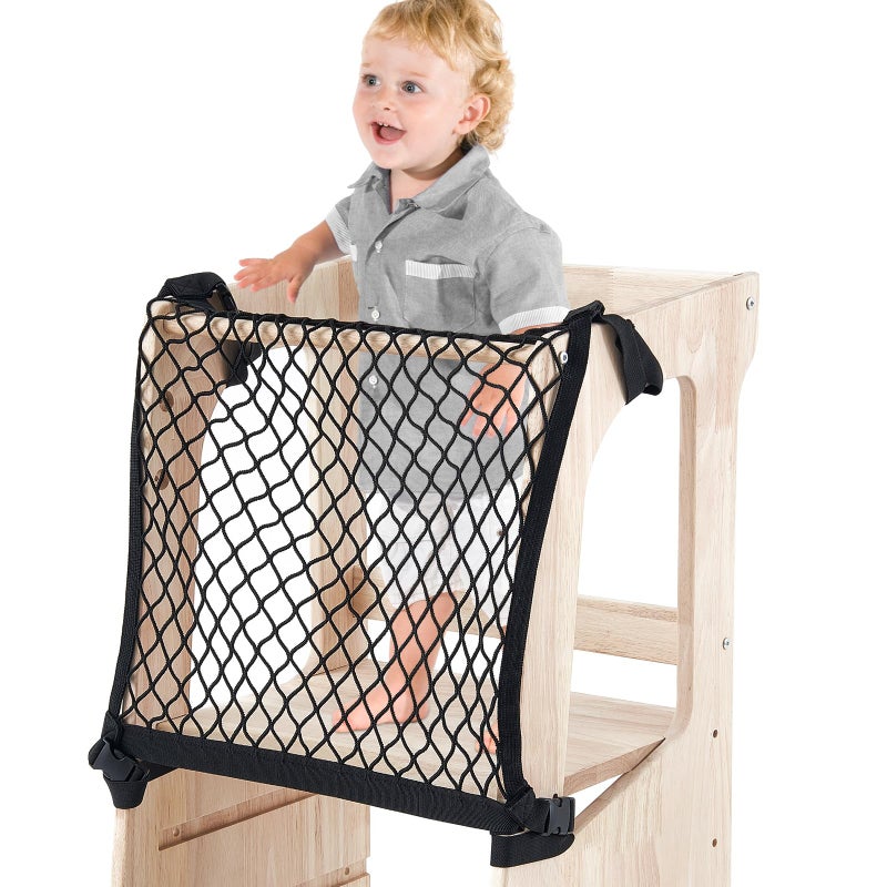 Silipull Toddlers Tower Safety Net Guard for Toddlers Learning Tower Safety Net for Kitchen Learning Step Tool Black1772 x 1772 Inch - Image 2