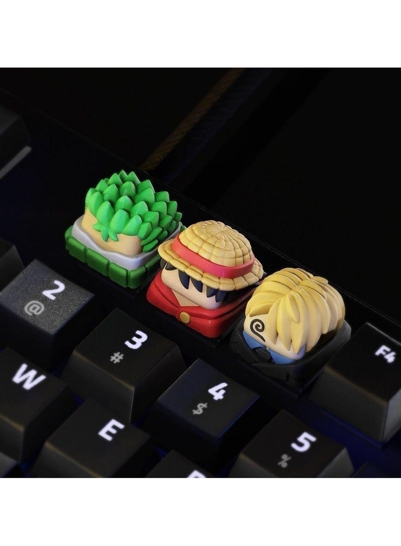 general Three-piece One Piece replacement keycaps: Luffy Sanji and Zoro replacement keycaps to create a personalized keyboard - Image 3