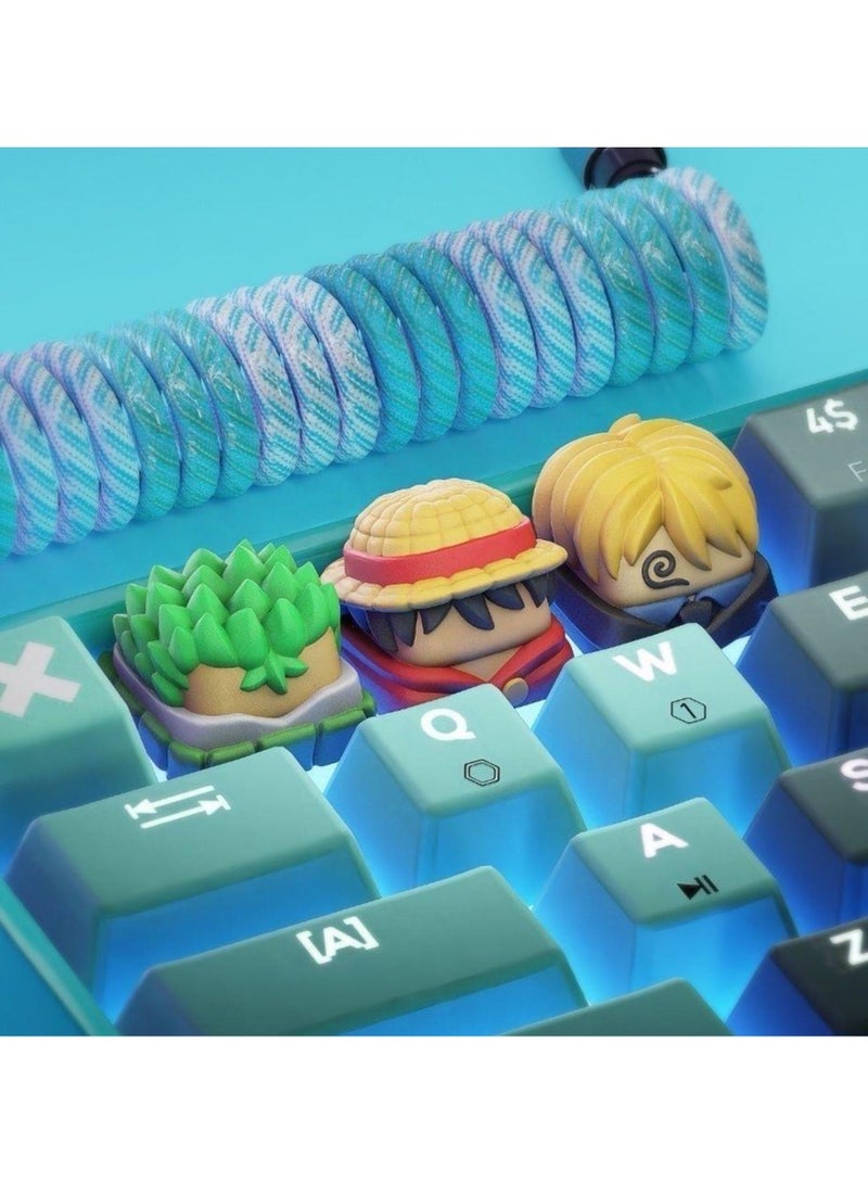general Three-piece One Piece replacement keycaps: Luffy Sanji and Zoro replacement keycaps to create a personalized keyboard - Image 1