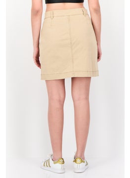 ESPRIT Women Solid Mini Skirt, Tan  - Image 2