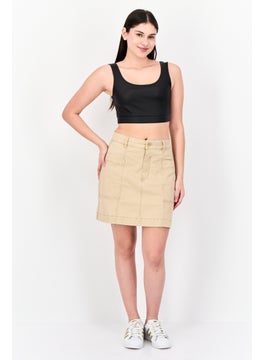 ESPRIT Women Solid Mini Skirt, Tan  - Image 3