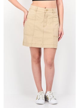 ESPRIT Women Solid Mini Skirt, Tan  - Image 1