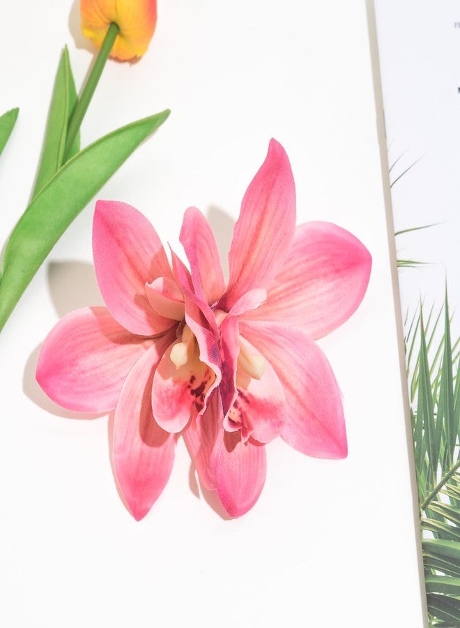 Jeffan 1 PCS Orchid Flower Hair Clips, 6Inch Large Hawaiian Artificial Flower Hair Barrettes Hibiscus Hair Clips for Wedding Bridal Beach Party - Image 3