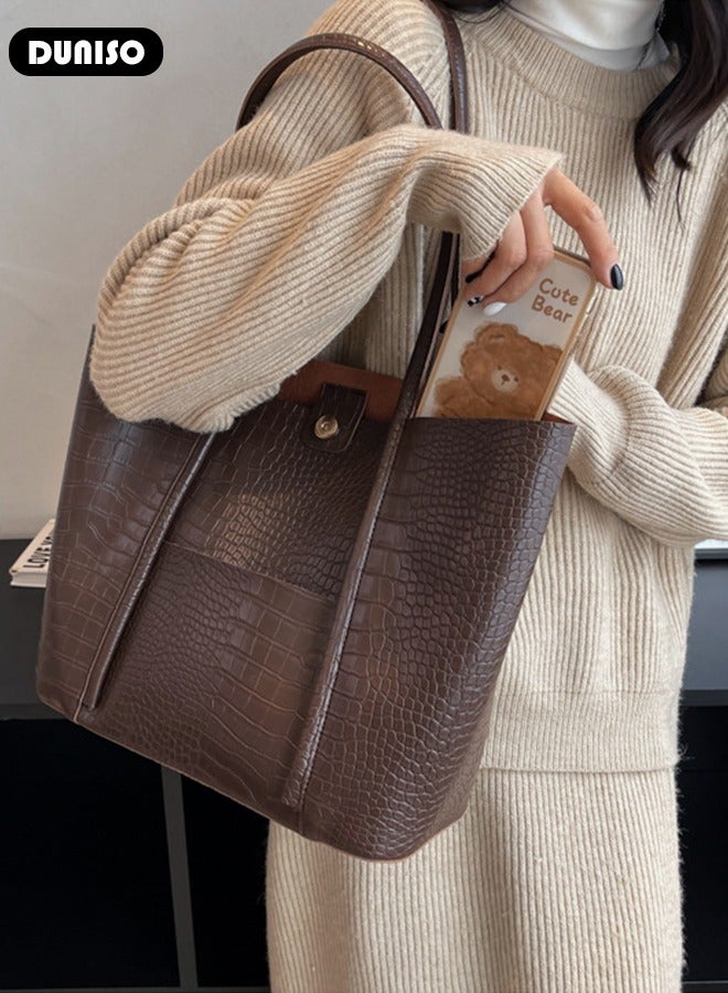 DUNISO Women's Shoulder Tote Bag Faux Leather Handbag for Women Large Capacity Messenger Fashionable Travel Shoulder Bag for Ladies Girls College Students - Image 5