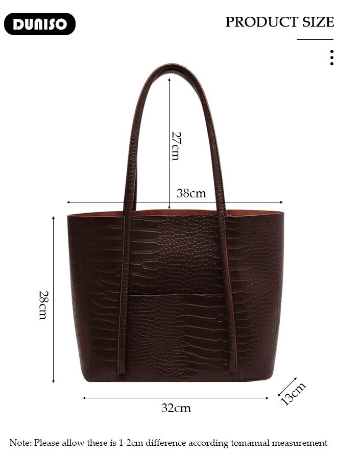 DUNISO Women's Shoulder Tote Bag Faux Leather Handbag for Women Large Capacity Messenger Fashionable Travel Shoulder Bag for Ladies Girls College Students - Image 4