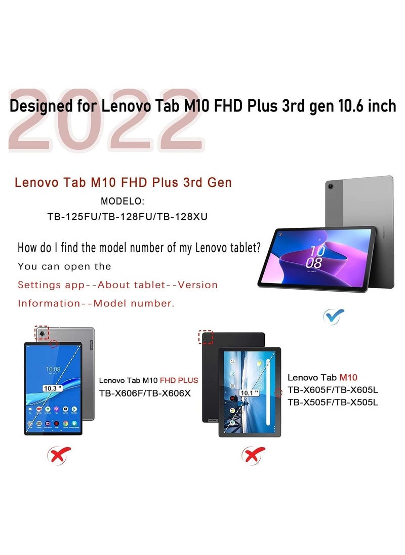Case for Lenovo M10 Plus 3rd Gen 10.6 inch, XLTTONG Ultra Slim Protective Three Folding Shell Stand Cover, Auto Wake/Sleep for Lenovo Tab M10 Plus 3rd Gen Case (TB125FU/TB128FU)