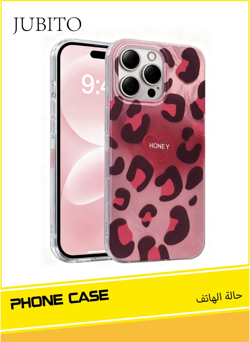 JUBITO Phone case, protective case for iPhone 16 Pro Max, pink leopard pattern shockproof protective cover for girls and women - Image 1
