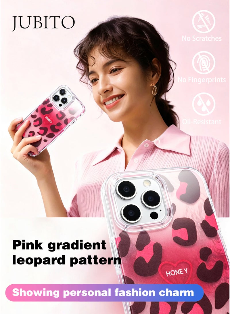 JUBITO Phone case, protective case for iPhone 16 Pro Max, pink leopard pattern shockproof protective cover for girls and women - Image 2