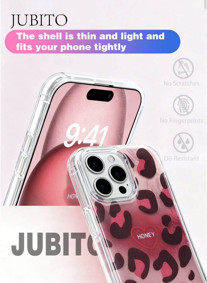 JUBITO Phone case, protective case for iPhone 16 Pro Max, pink leopard pattern shockproof protective cover for girls and women - Image 5