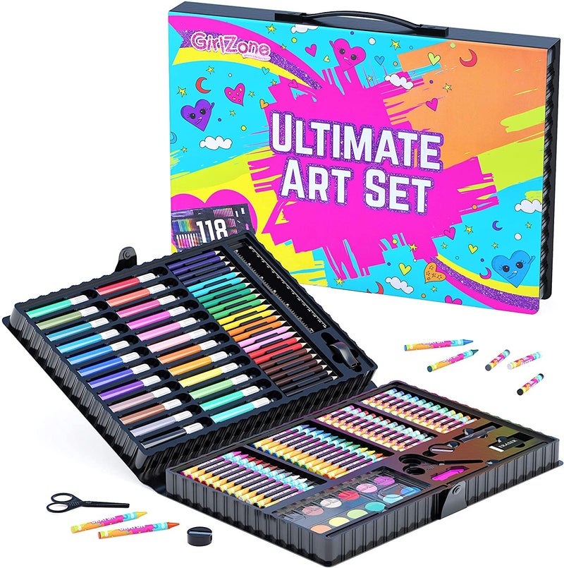 GirlZone Ultimate Art Set for Girls, 118-Piece Awesome Arts and Crafts Kit for Kids, Fun Girls Toys Age 7 Set & Kids Creative Set, Great Gift Idea - Image 1