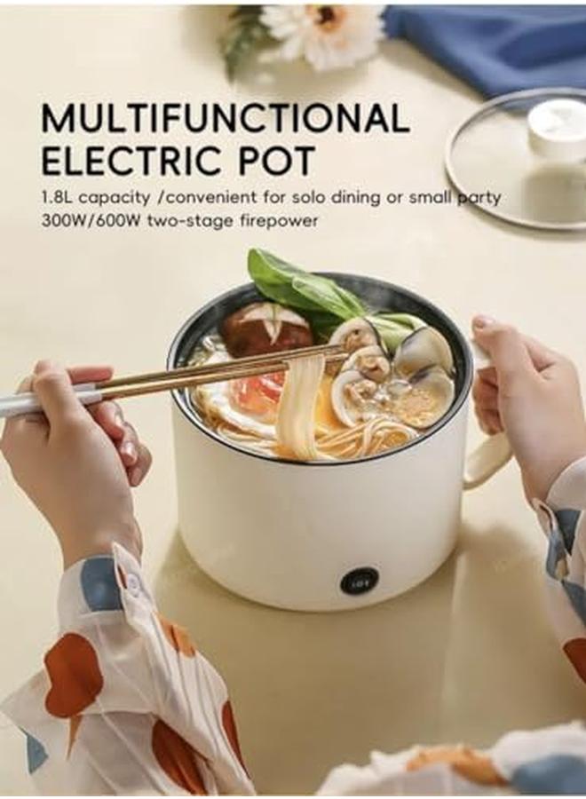 Electric Hot Pot With Steamer And Temperature Control Non Stick Electric Cooker Shabu Shabu Electric Skillet Frying Pan Electric Saucepan For Noodles Egg Steak Oatmeal And Soup 1.8 L - Image 2