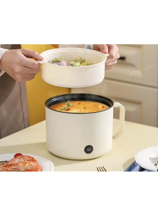 Electric Hot Pot With Steamer And Temperature Control Non Stick Electric Cooker Shabu Shabu Electric Skillet Frying Pan Electric Saucepan For Noodles Egg Steak Oatmeal And Soup 1.8 L - Image 1