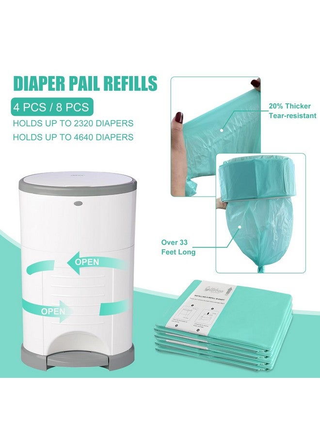 USBOO Refills Compatible with Dekor Plus Diaper Pail,4 Pack Diaper Pail Refill Bags Liners, Reinforced Thickness Diaper Trash Bags, Holds up to 2320 Diapers,Tropical Fruit - Image 5