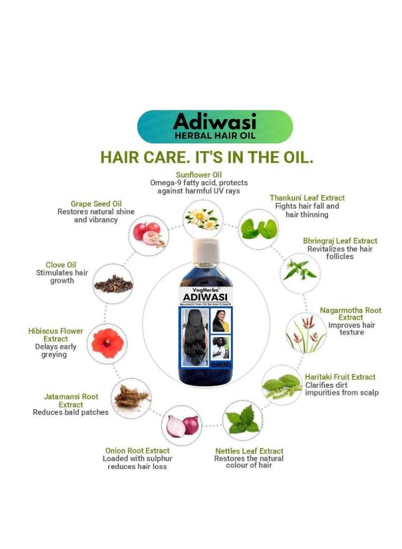 Adivaa Original Adivasi Hair Growth Oil 200ml Ayurvedic Adivasi Herbal Kesh Oil with Natural Rosemary essential & Biotin for Control Hair fall anti-dandruff - Image 2